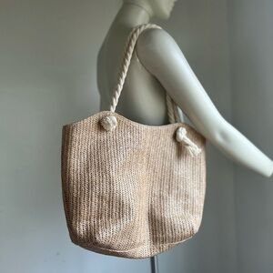 Elegant Tan Woven Tote Bag summer New